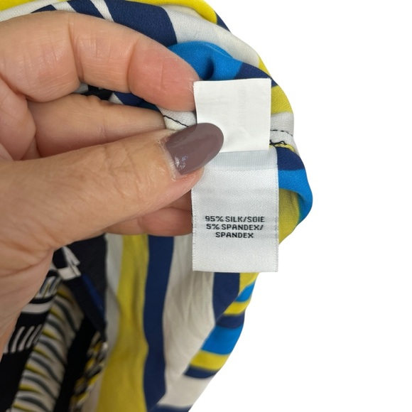 DIANE VON FURSTENBERG Alana Multicolor Geometric Silk Blouse Tunic Top 12 DVF - Picture 9 of 10